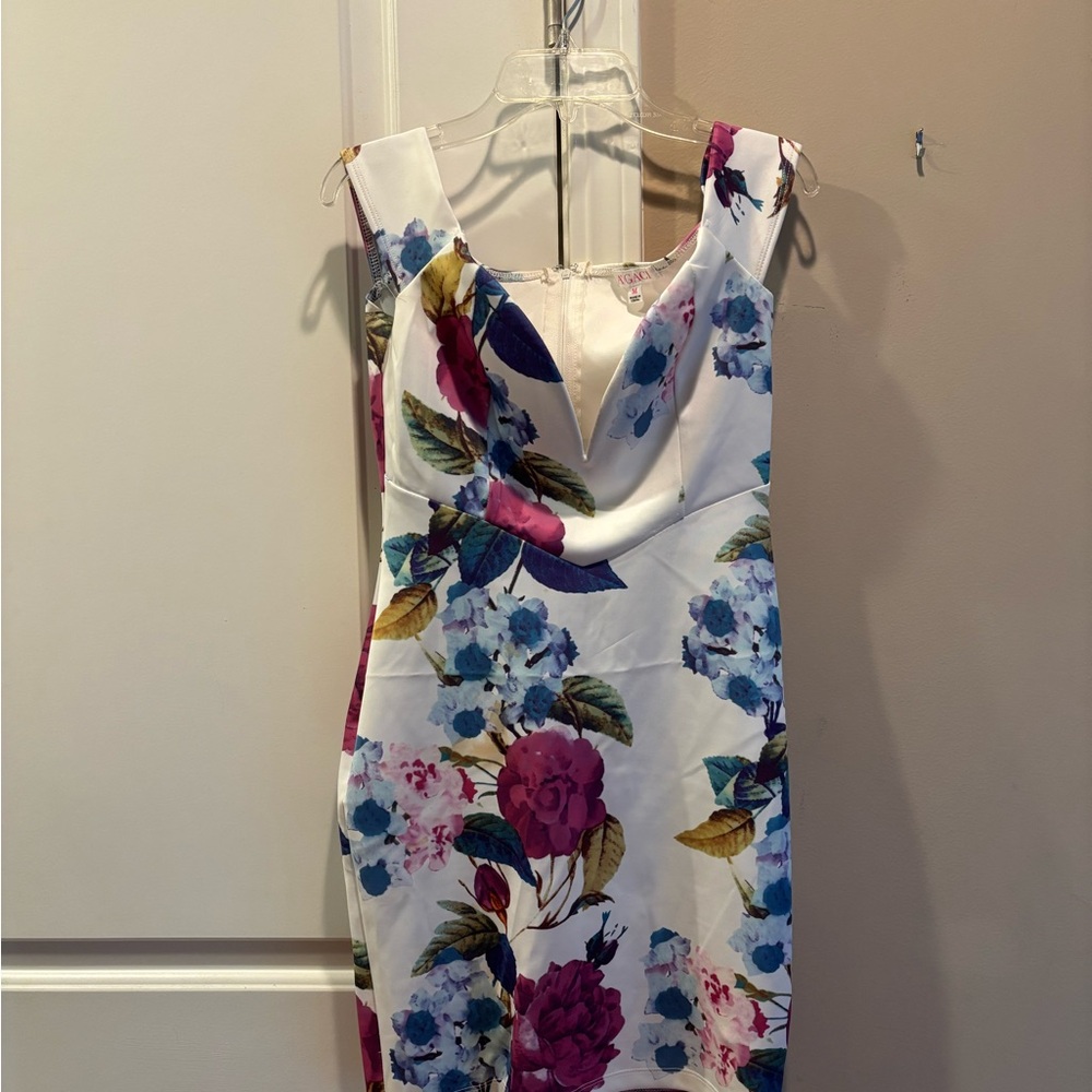 A'gaci Blue and Purple Sheath Midi Dress Cowl Neck Sleeveless
